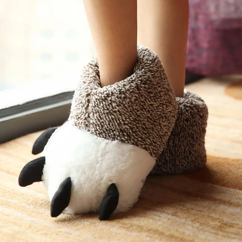 Fluffy Monster Claw Plush Slippers | Cozy Indoor Winter Shoes