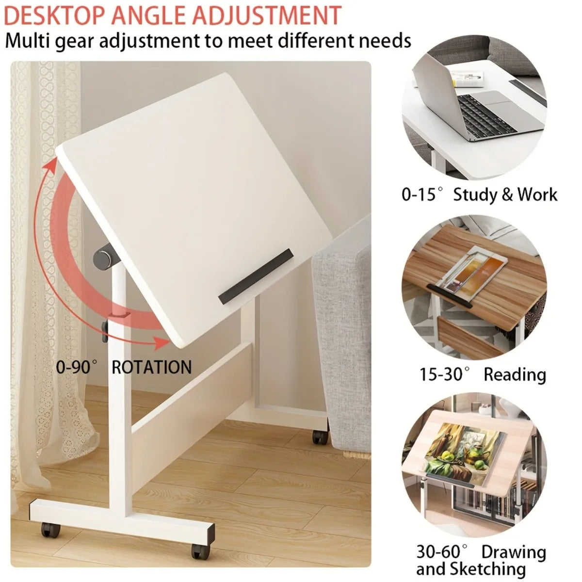 Adjustable Height Standing Desk with Lockable Wheels | Home Office