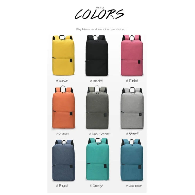 Solid color backpack colorful outdoor student bag small backpack travel bag training class school bag