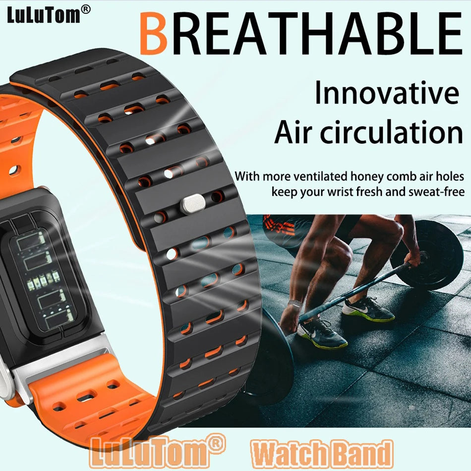 Breathable Magnetic Silicone Sport Watch Strap | Water-Resistant Band