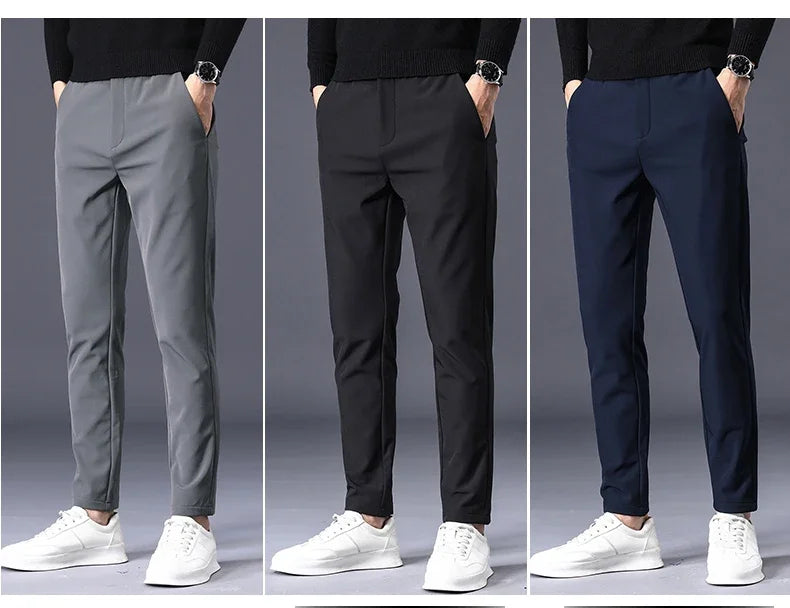 Winter Warm Fleece Men's Business Casual Pants | Stylish Thermal Trousers