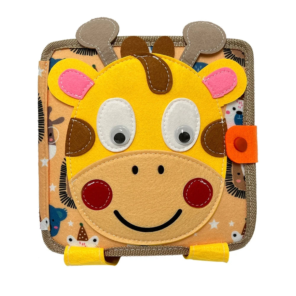 Montessori Giraffe Busy Board | 3D Felt Learning Toy for Kids