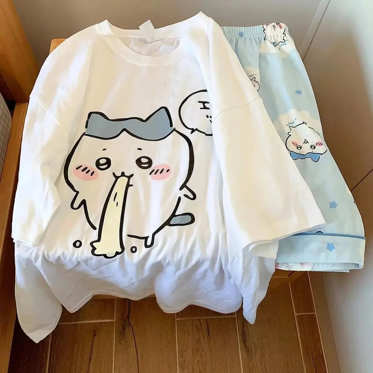Girls Summer Pajamas Set | Cute Bunny & Cat Home Clothes