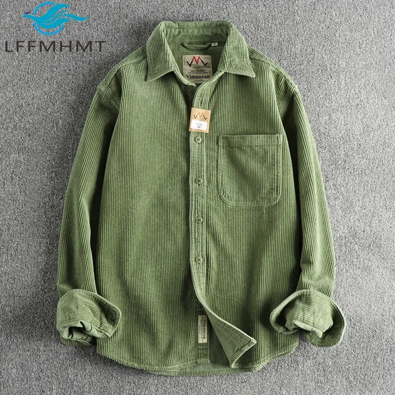 Men's Solid Color Corduroy Shirt | Vintage Casual Fashion