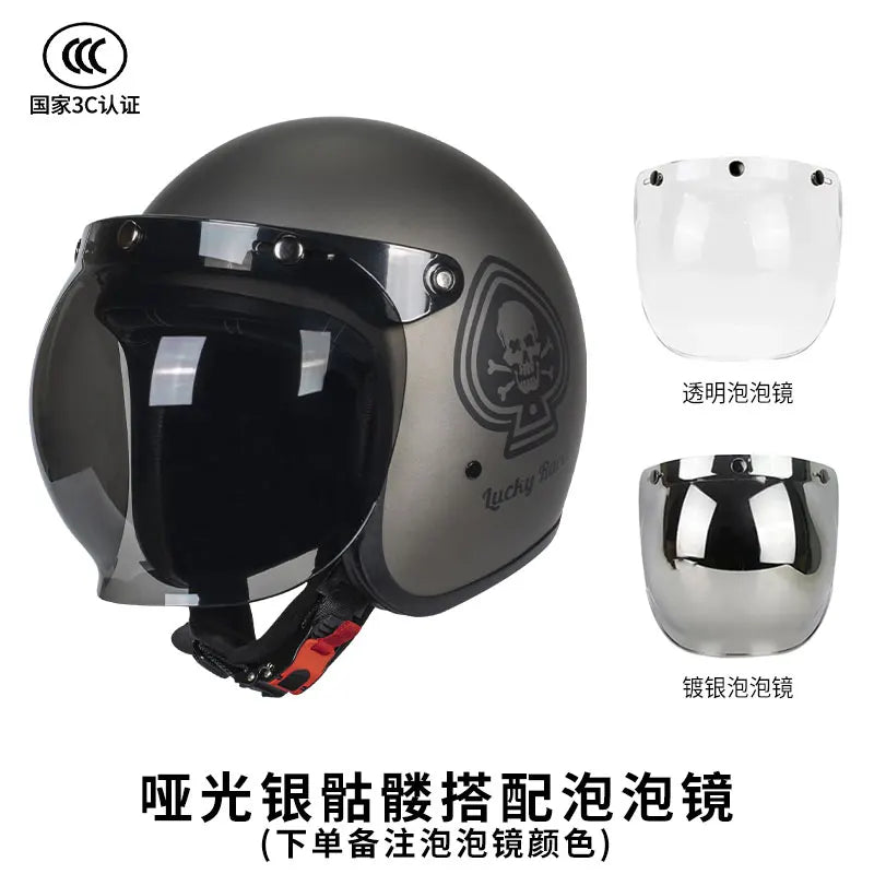 Retro Japanese Style Mouth Helmet | Personalized 3/4 Jet Casco