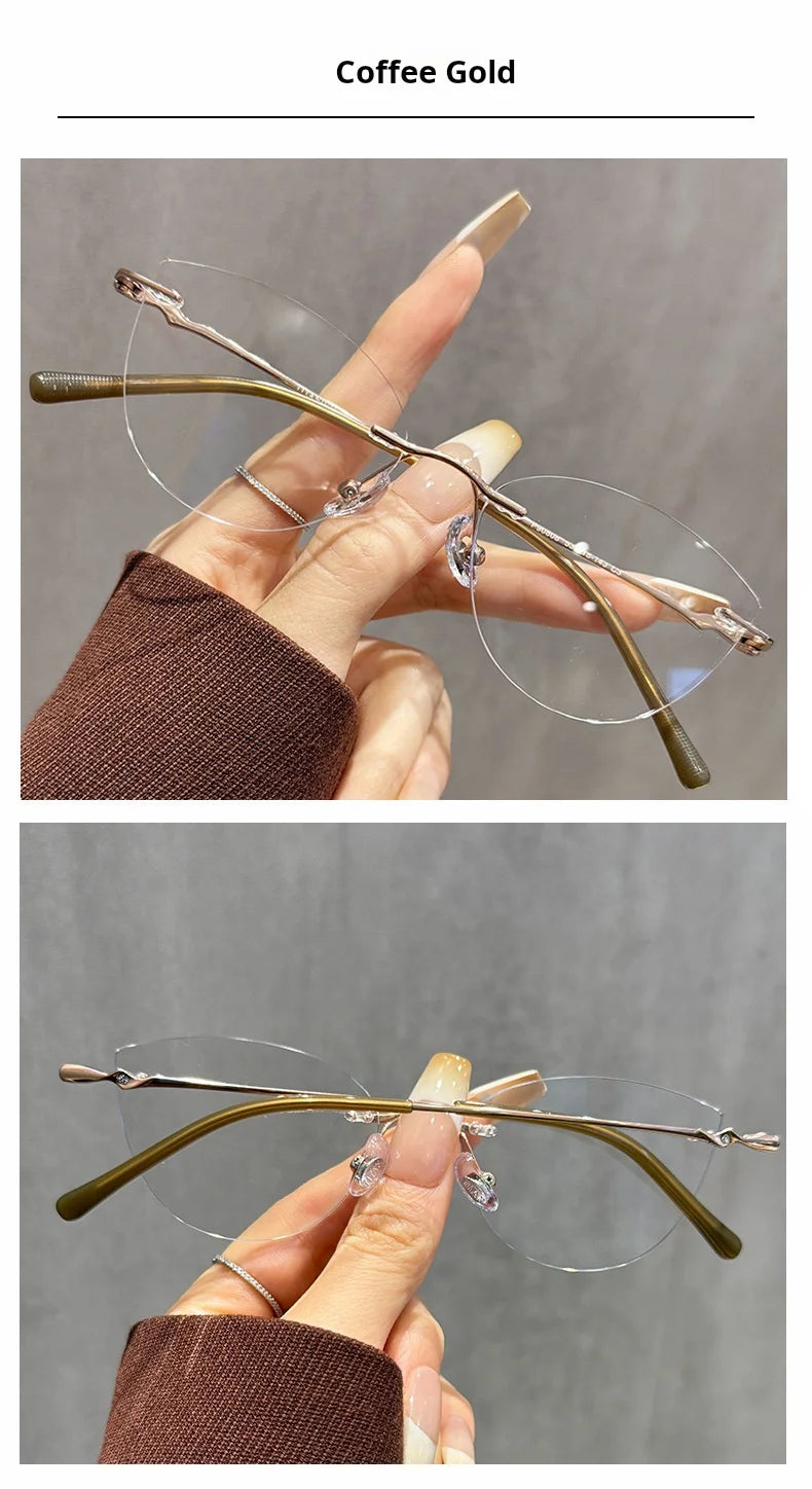 Cat Eye Prescription Rimless Glasses for Women | Stylish Eyewear