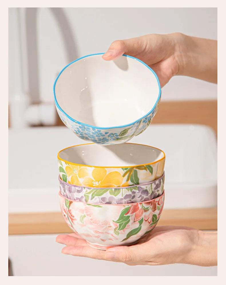 Elegante bol de cerámica estilo japonés para arroz | Vajilla perfecta para el hogar
