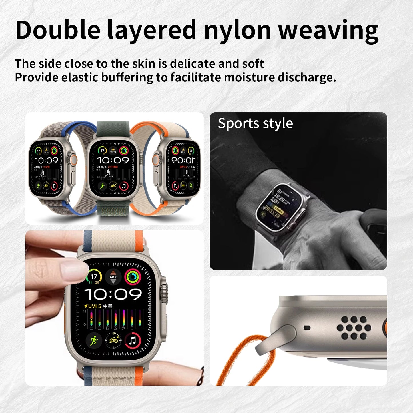 High-Quality Nylon Strap for Smartwatches | Natural Titanium Finish