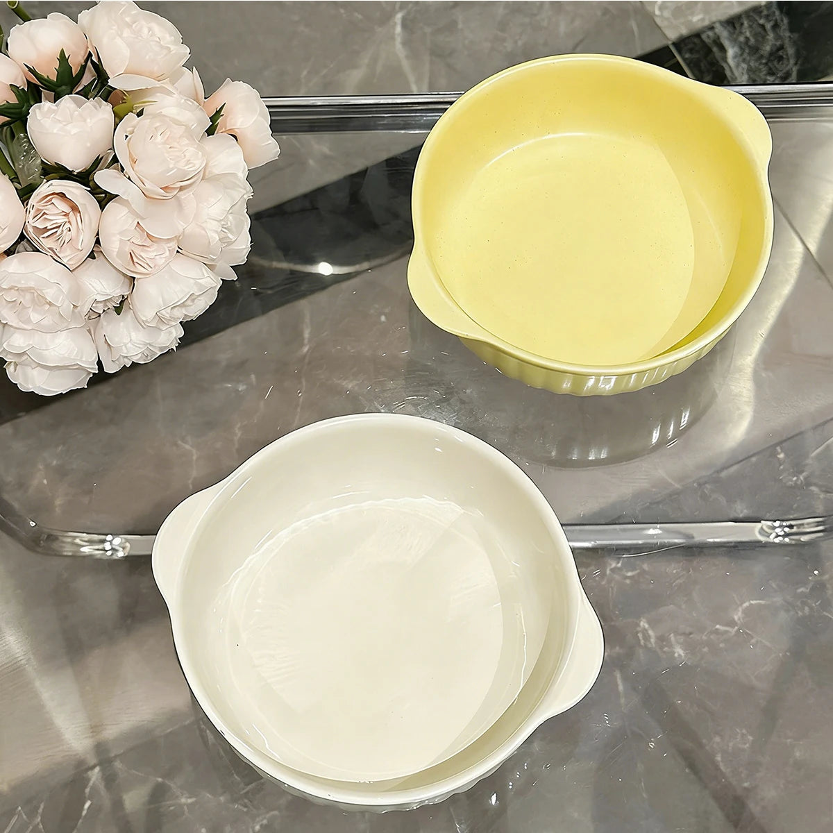 Double-Ear Ceramic Bowl | Safe for Oven, Microwave & Dishwasher