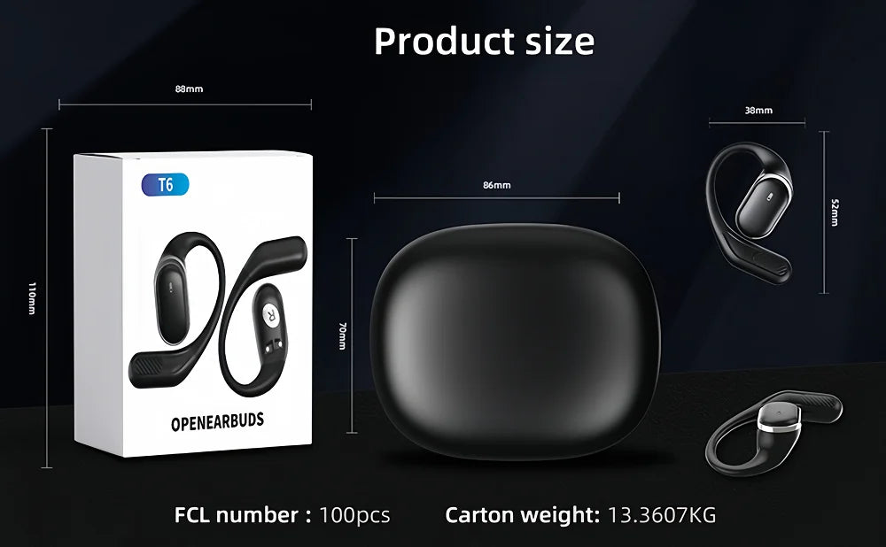 Bluetooth Wireless Earphones with Mic | Comfortable Air Conduction Design