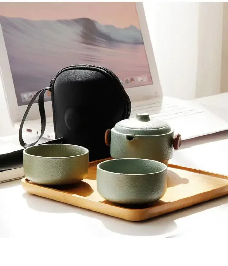 Japanese-Style Handmade Ceramic Teapot Set for Home & Travel