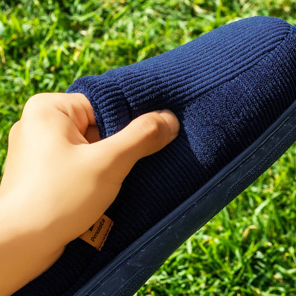 Men's Memory Foam Winter Slippers | Cozy Striped Indoor Shoes