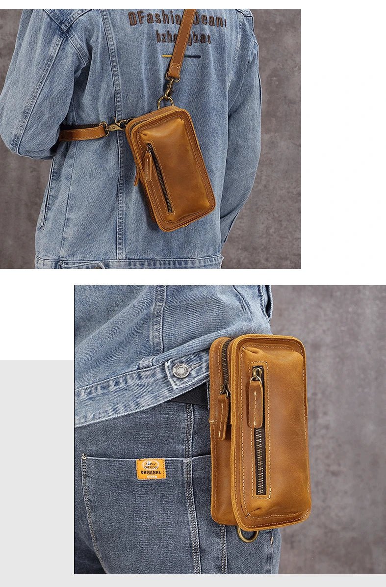 Genuine Leather Retro Crossbody Waist Bag | Stylish & Functional