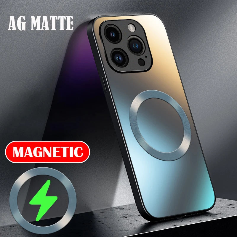 AG Matte Silicone Hard Case For Magsafe iPhone 17 Air 16 16E 15 14 13 12 11 Pro X XS Max Mini Plus Frosted Phone Magnetic Cover