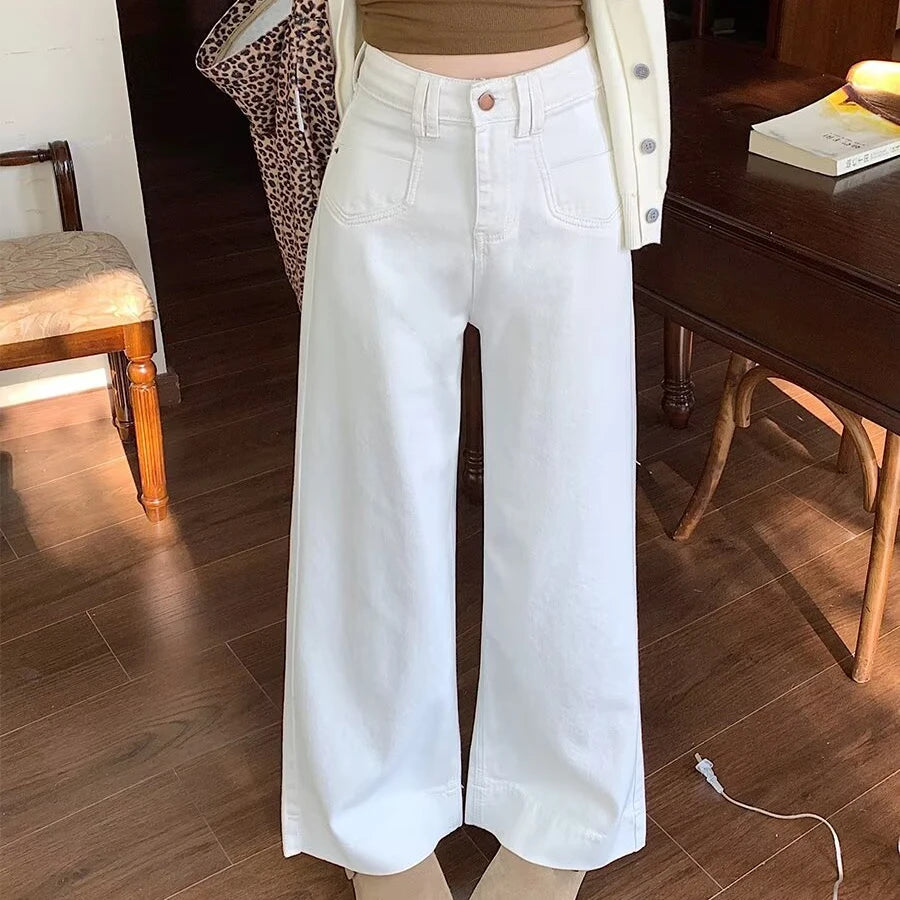 Women's High Waist Wide Leg Jeans | Comfortable Vintage Denim Pants