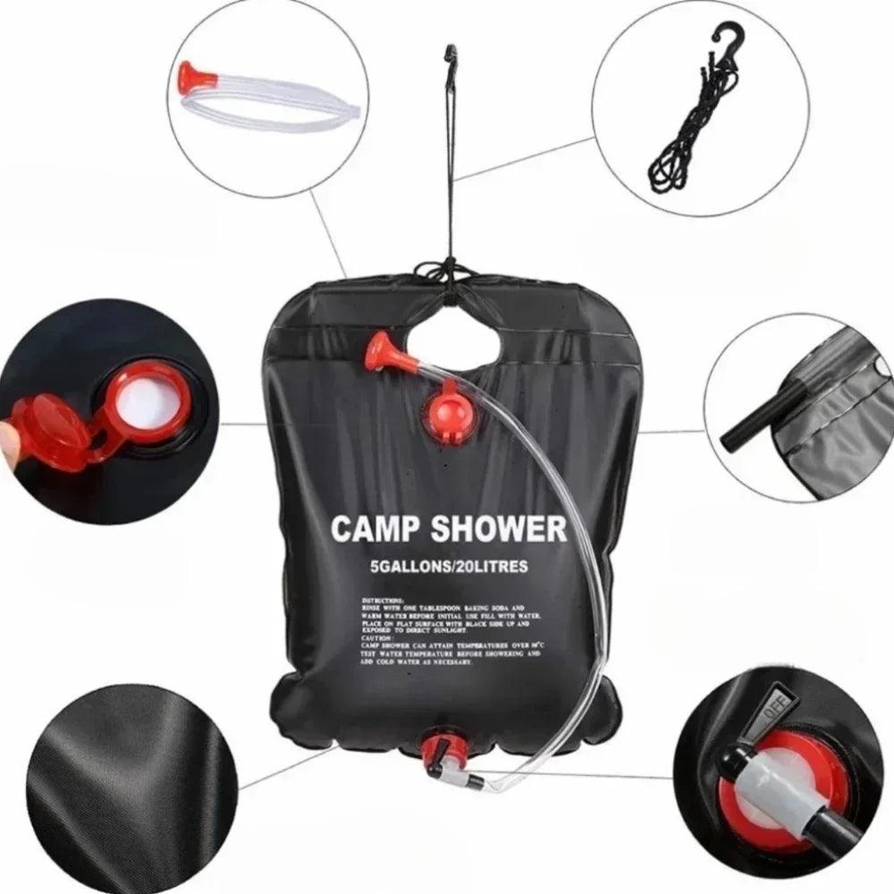20L Solar Heated Outdoor Shower Bag | Perfect for Camping & Beach