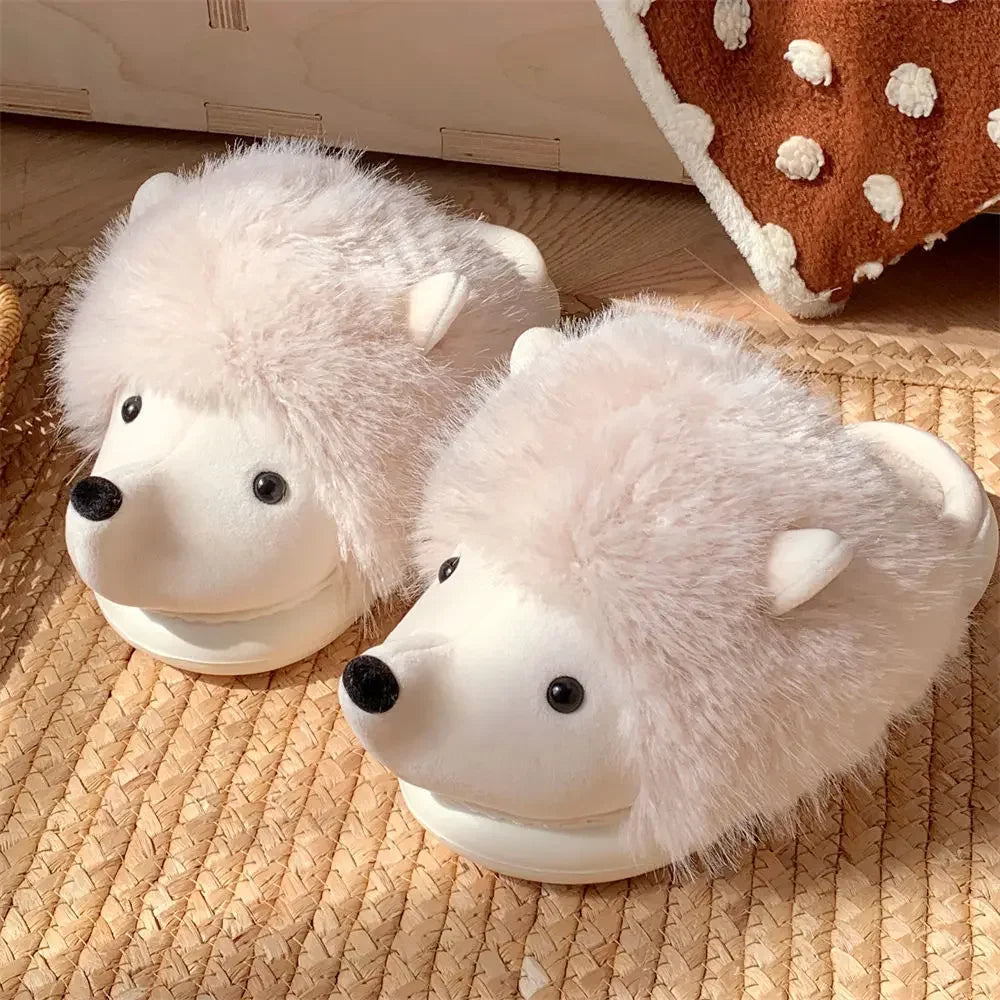 Cute Hedgehog Plush Winter Slippers | Cozy Cotton Home Shoes