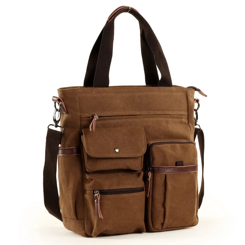 Men's Vintage Canvas Shoulder Bag | Large Capacity Briefcase