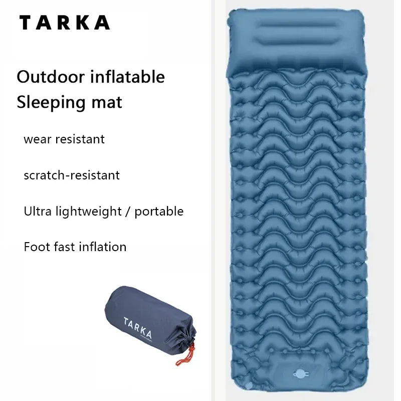 Colchón de camping inflable | Bomba de pie integrada y a prueba de humedad