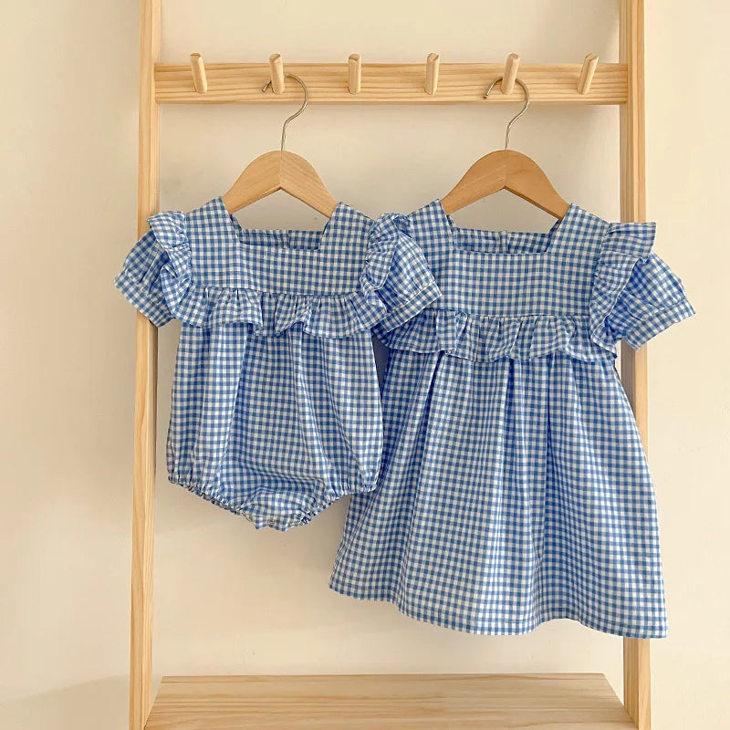 Stylish Summer Grid Jumpsuit for Baby Girls | Adorable & Comfy