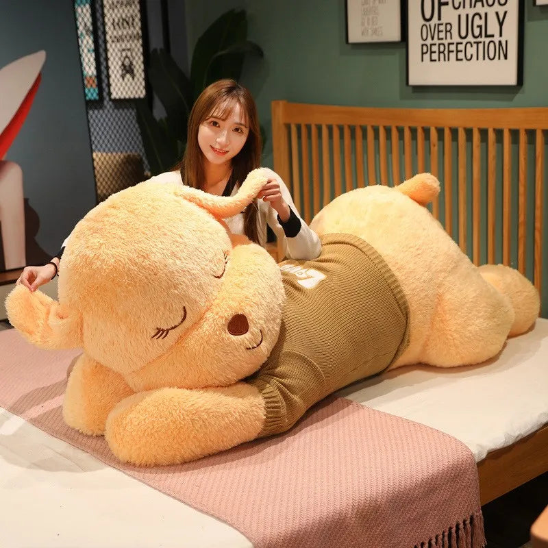 Lovely Giant Plush Dog Pillow | Soft Sweater Dog Stuffed Toy