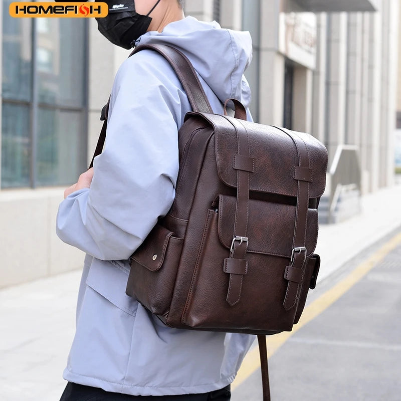 Stylish Large PU Leather Backpack | Perfect for Students & Travel