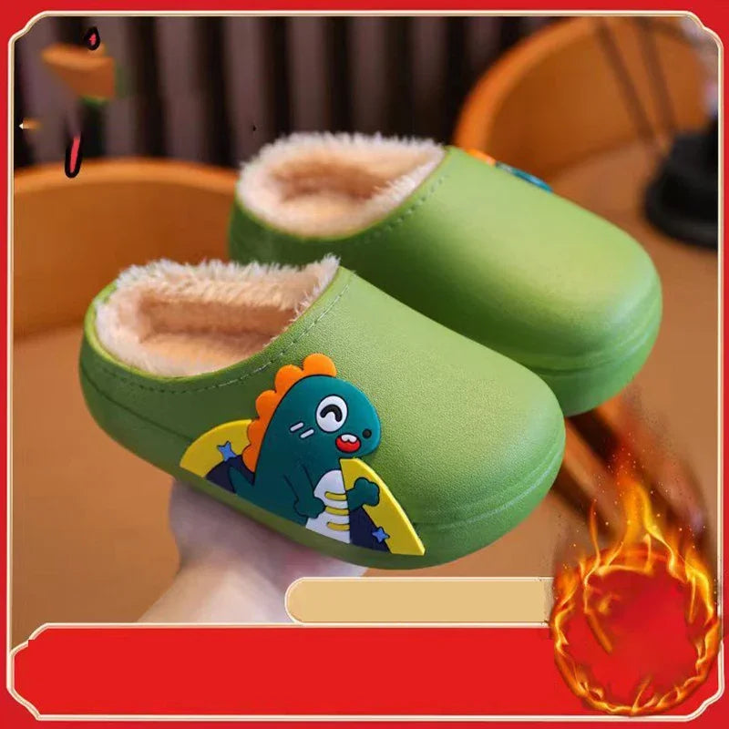 Kids Cute Animal Print Plush Slippers | Waterproof Anti-Slip Comfort