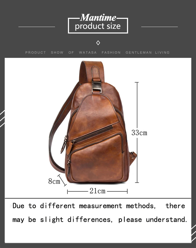 Large-Capacity Leather Chest Bag for Men | Casual Shoulder Bag