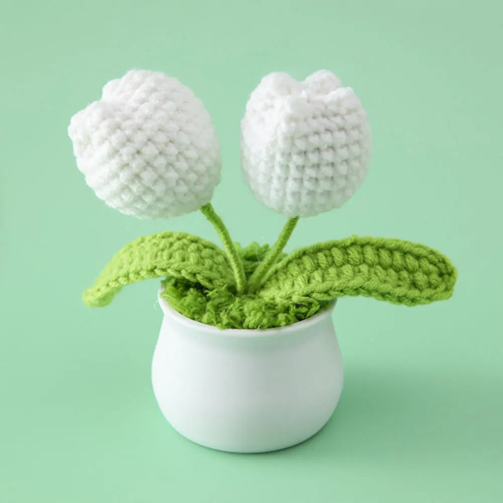 Flores de ganchillo de girasol y tulipán tejidas a mano | Encantadora decoración para el hogar