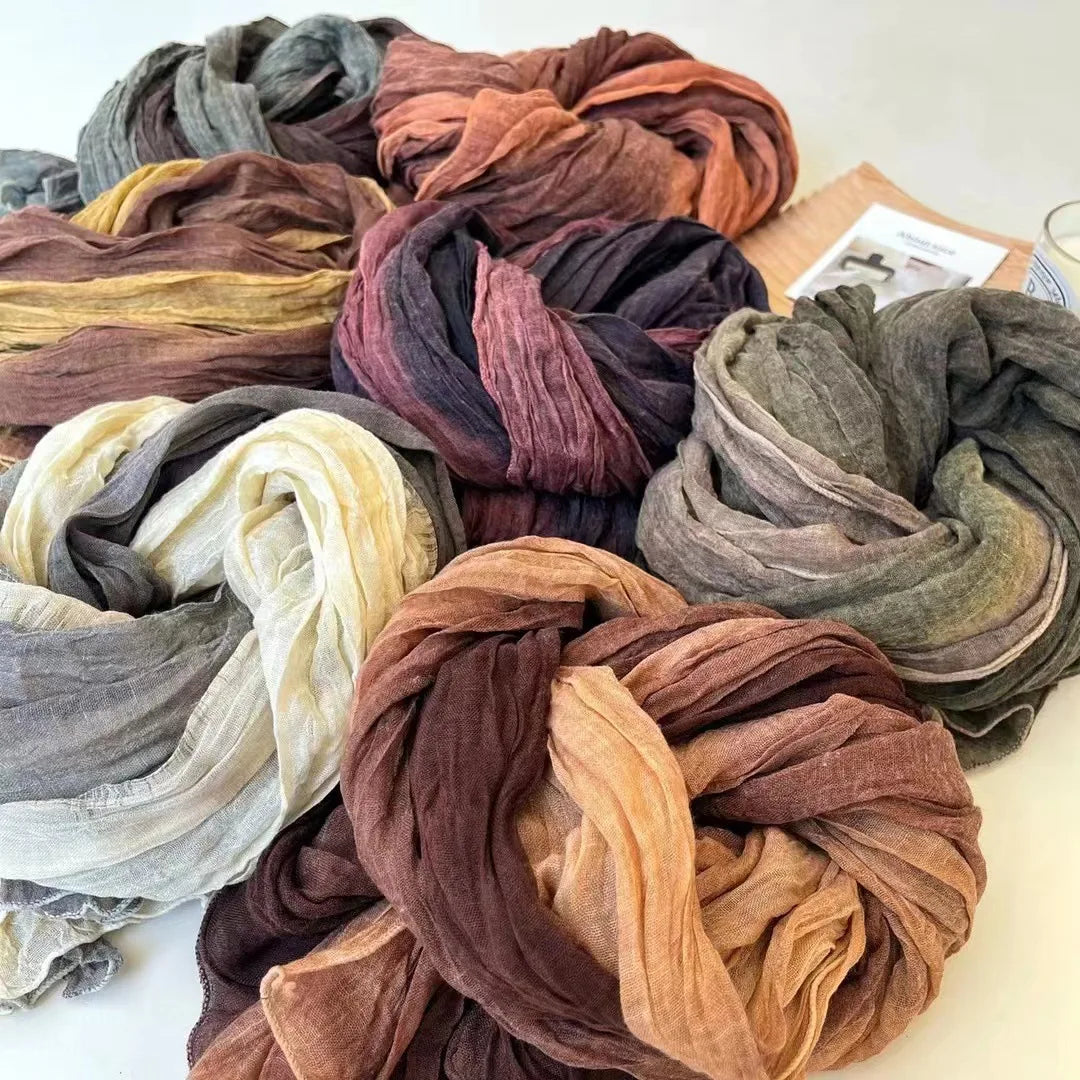 Stylish Tie-Dye Cotton Linen Scarf | Multifunctional Hip Hop Shawl