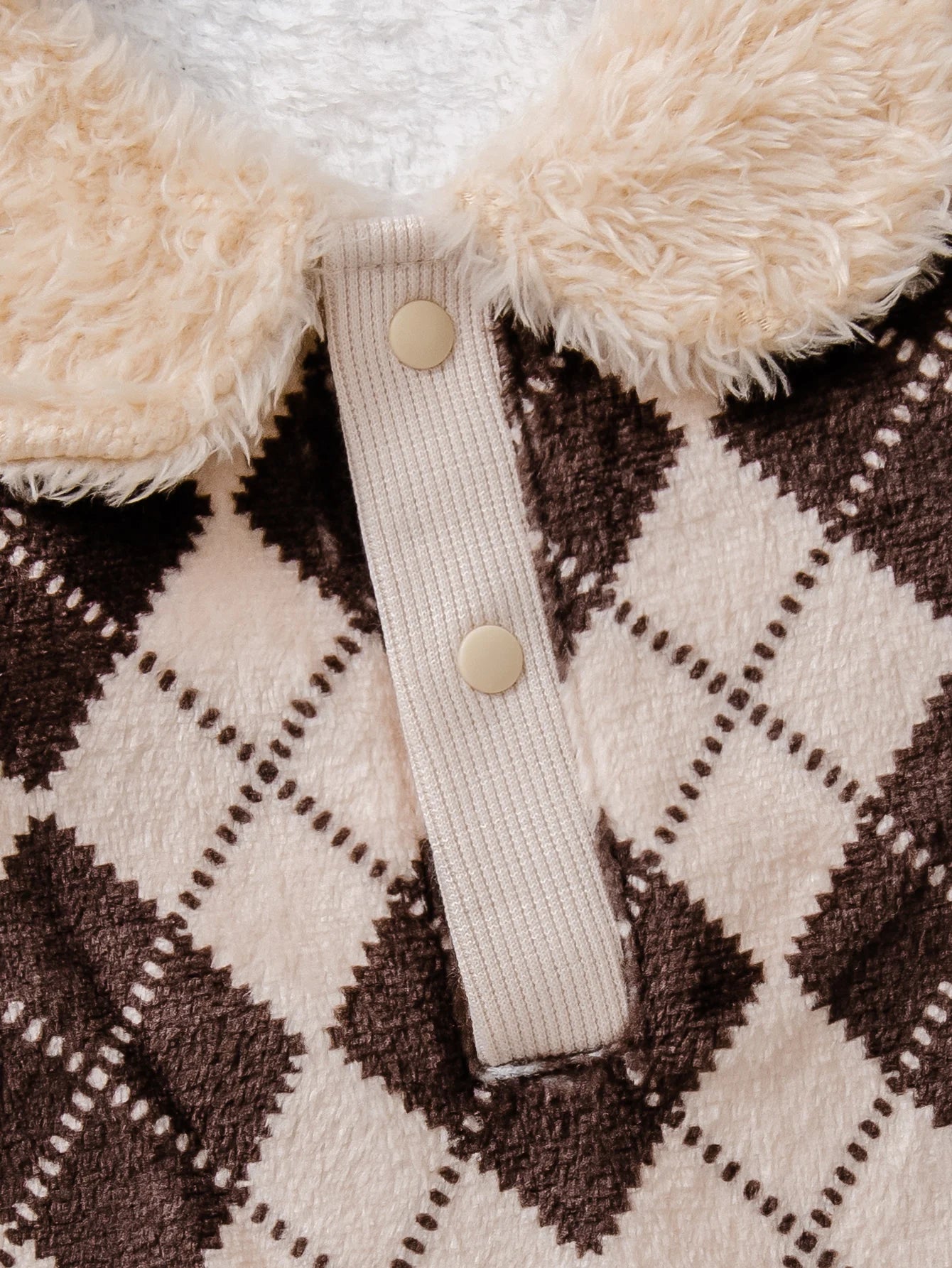 Cute Retro Baby Top with Furry Collar | Stylish Winter Wear
