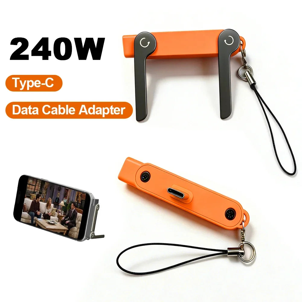 Type C Fast Charger with Foldable Phone Holder & Kickstand