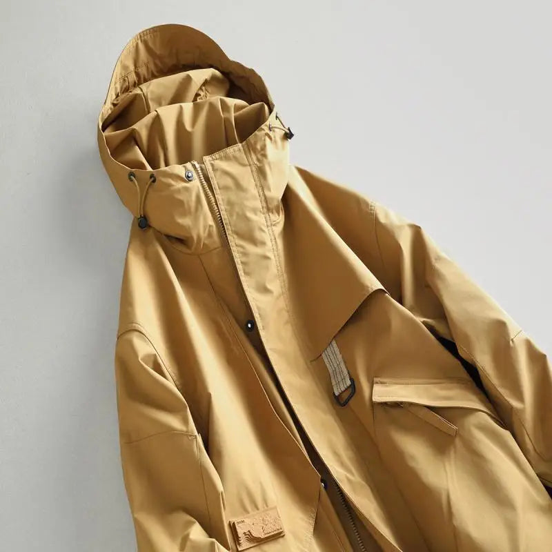 Men's Casual Hooded Windbreaker Jacket | Stylish Mid-Length Outerwear