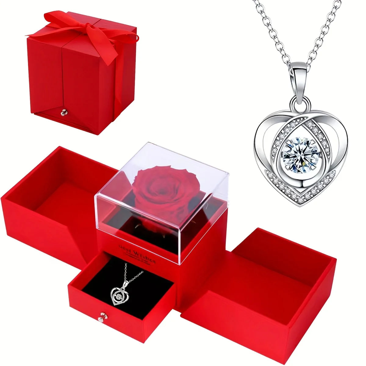 Premium Rose Soap Gift Box with MOM Pendant Necklace