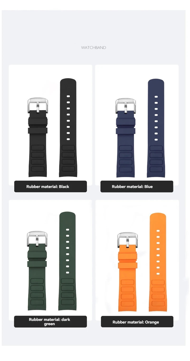 22mm Rubber Watch Strap | Stylish Black/Grey Fluoroelastomer Band