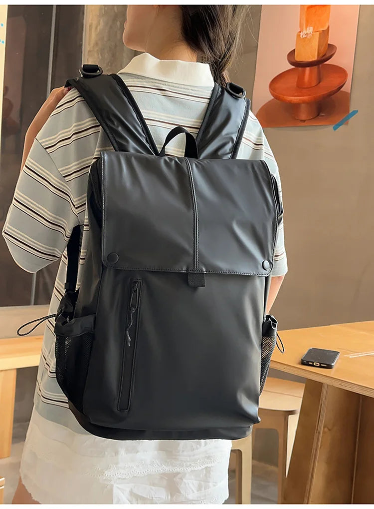 Large Waterproof Leather Backpack for Travel & Business - Unisex