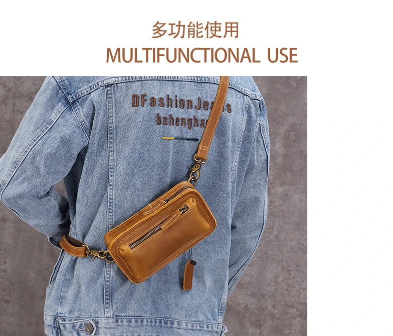 Genuine Leather Retro Crossbody Waist Bag | Stylish & Functional