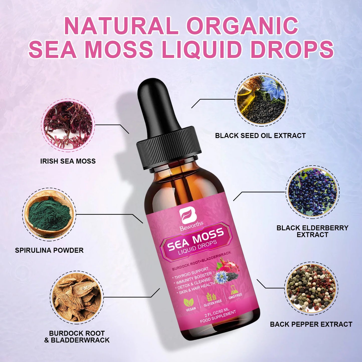 Organic Sea Moss Liquid Drops | Enhance Immunity & Vitality