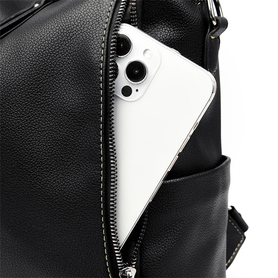 Mochila de cuero impermeable elegante para estudiantes jóvenes | Duradera y a la moda