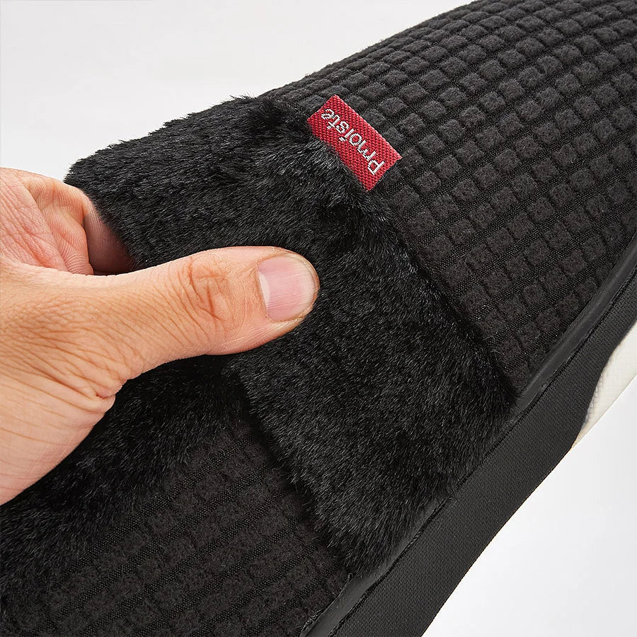 Men's Cozy Flannel Plaid Winter Slippers | Memory Foam Indoor Shoes