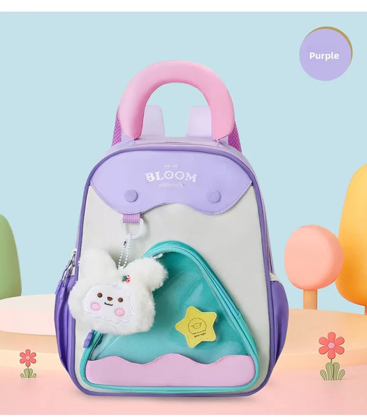 Lightweight Contrast Color Kindergarten Backpack | Cute Stylish Kids Bag