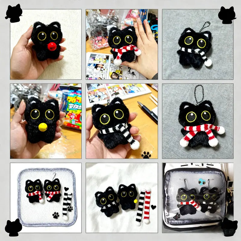 Cute Black Cat Plush Toy | Adorable Keychain & Backpack Decoration