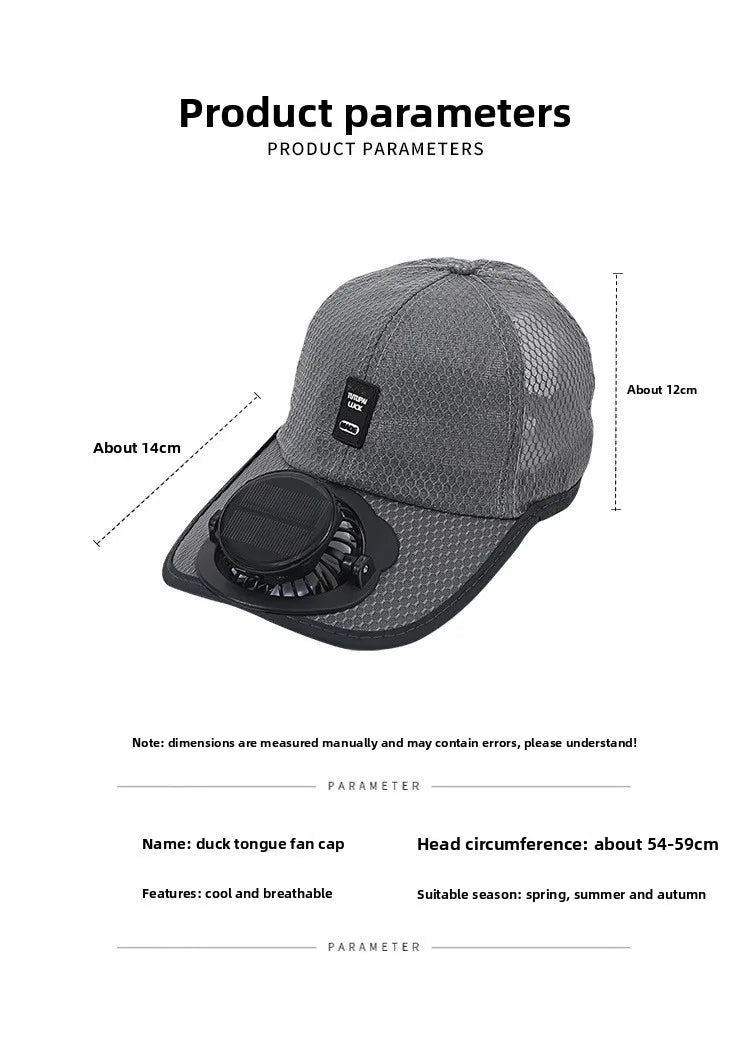 Solar Charging Fan Hat | Breathable UV Protection Baseball Cap