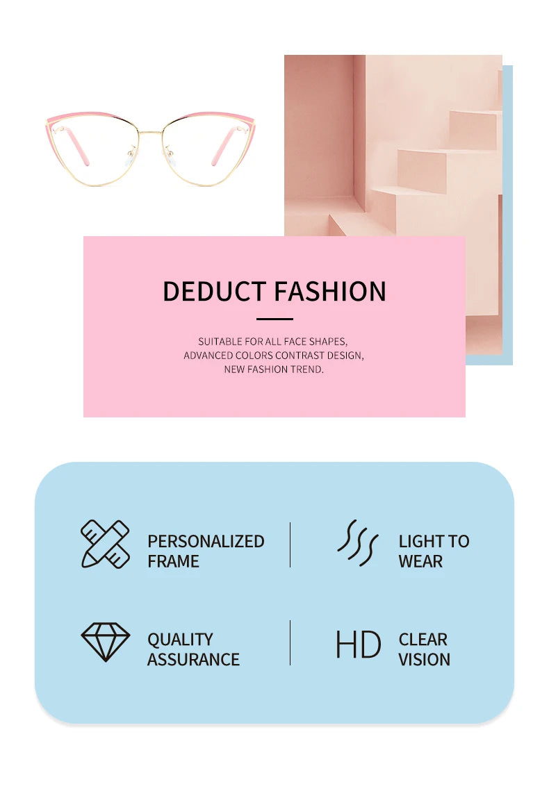Personalized Cat Eye Glasses for Women | Customizable Style & Comfort