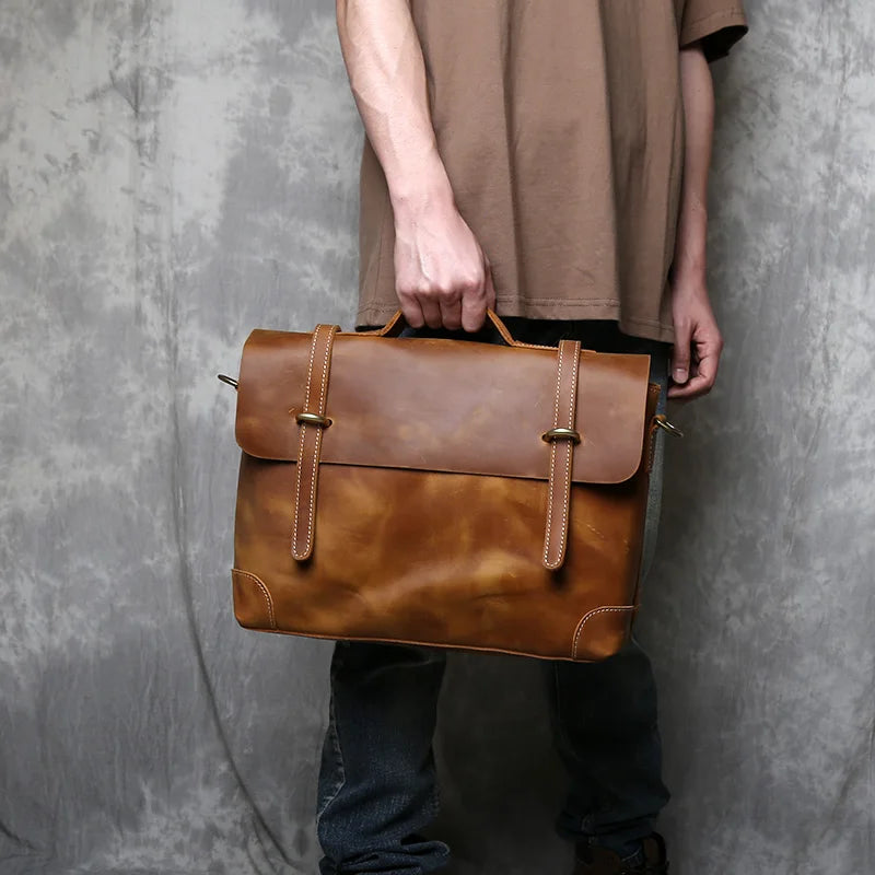Retro Leather Commuter Handbag | Stylish & Versatile Bag for Men