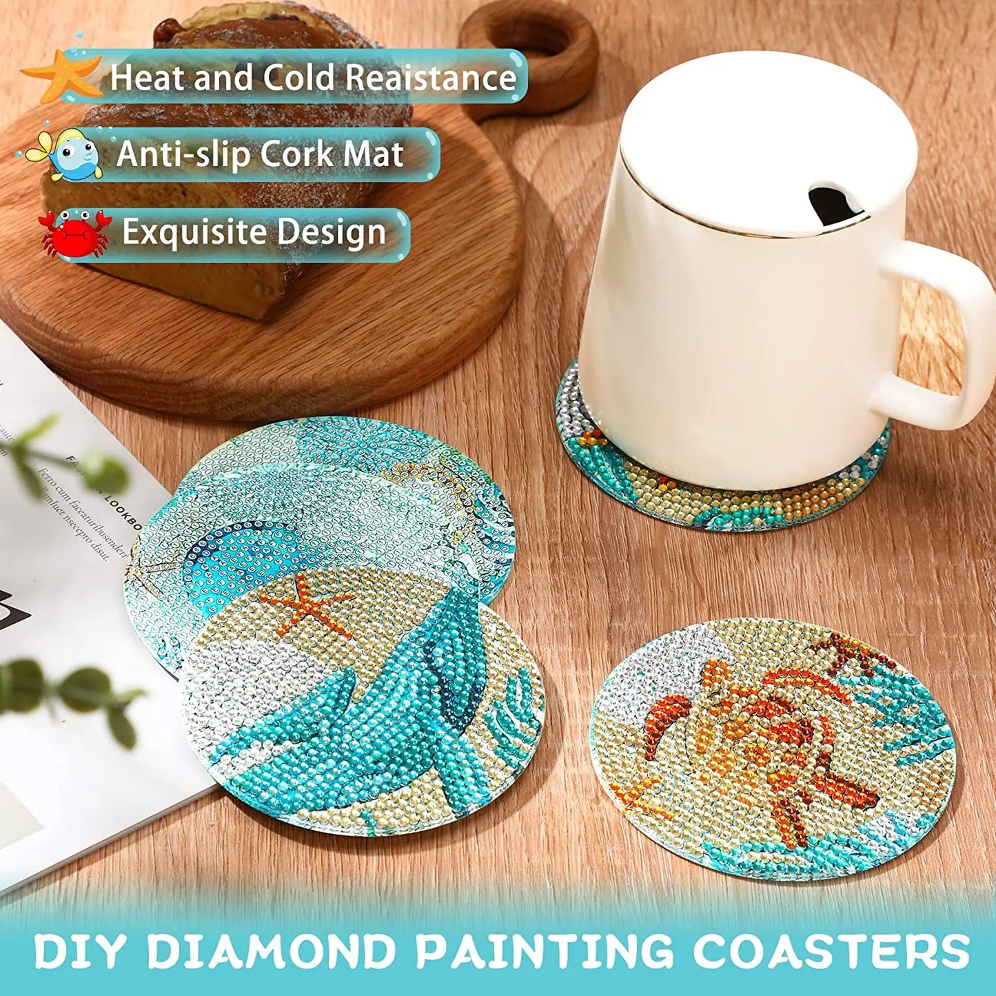 8-Piece DIY Mandala Diamond Painting Coasters | Full Drill Art Set