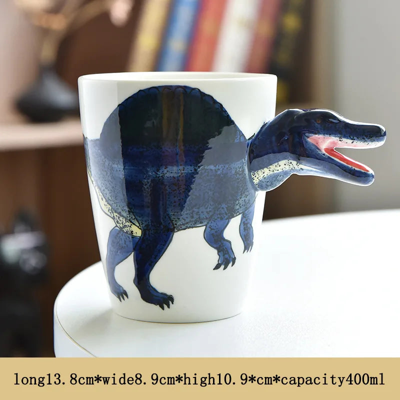 3D Dinosaur Ceramic Mug | Cute Long Necked Dragon Coffee Cup