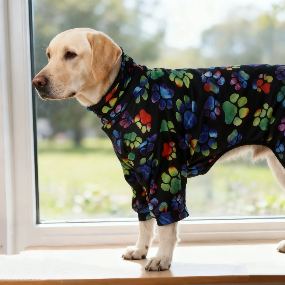 Comfortable Black Paw Print Pajamas for Dogs | Cozy Pet Clothing