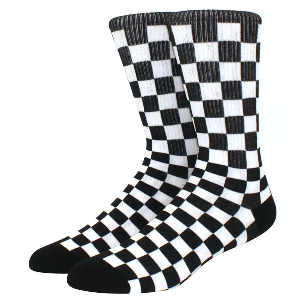 Men's Checkerboard Hip Hop Socks | Trendy Street Sports Accessories