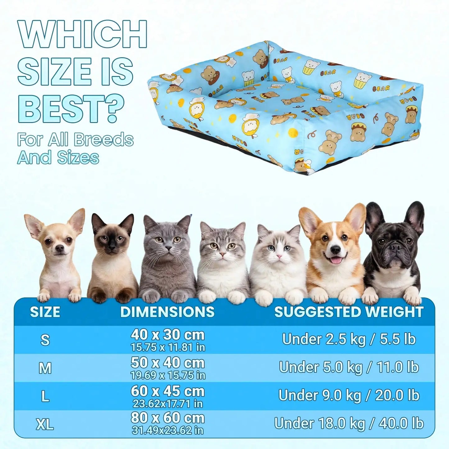 Summer Pet Cooling Mat | Cartoon Bear Design for Dogs & Cats